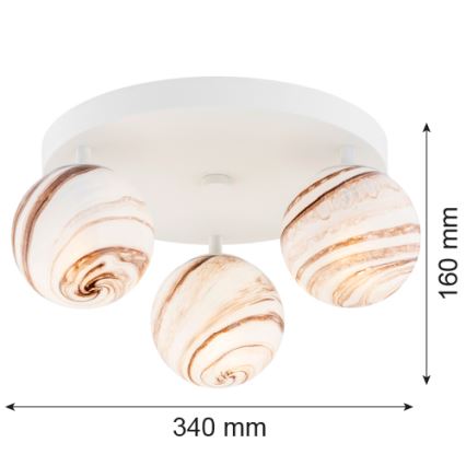 Argon 6291 - Plafon FABIO 3xE14/7W/230V alabastrowy biały