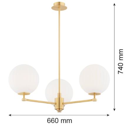 Argon 6307 - Żyrandol PALOMA 3xE14/7W/230V złoty/biały