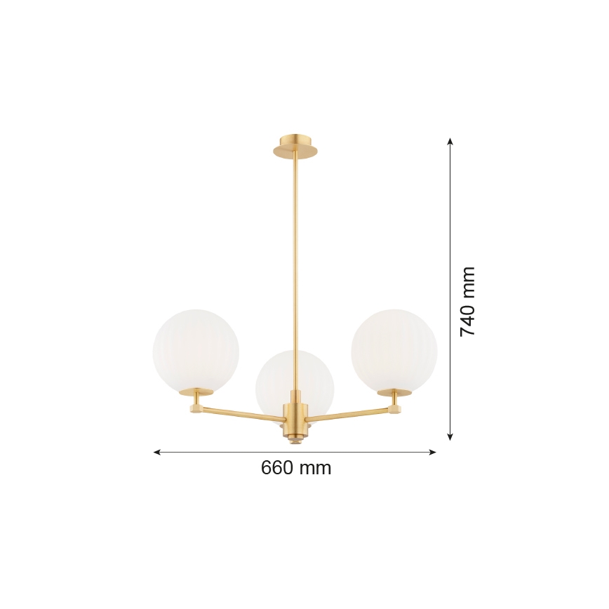 Argon 6307 - Żyrandol PALOMA 3xE14/7W/230V złoty/biały