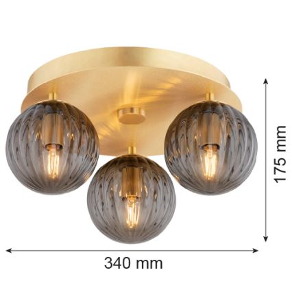 Argon 6308 - Lampa sufitowa PALOMA 3xE14/7W/230V złoty/czarne