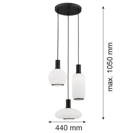Argon 6323 - Żyrandol na lince SAGUNTO PLUS 3xE27/15W/230V czarne