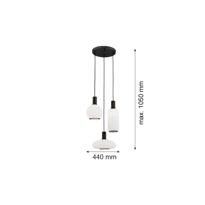 Argon 6323 - Żyrandol na lince SAGUNTO PLUS 3xE27/15W/230V czarne