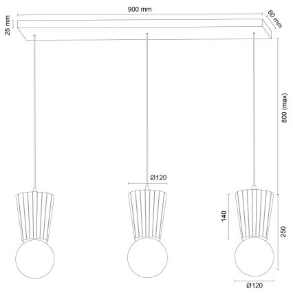Argon 6358 - Lampa łazienkowa na przewodzie VOLANTE 3xG9/6W/230V IP44 brązowa