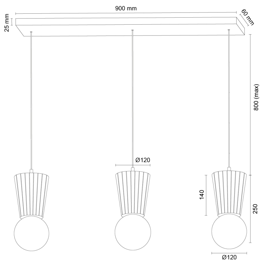 Argon 6358 - Lampa łazienkowa na przewodzie VOLANTE 3xG9/6W/230V IP44 brązowa
