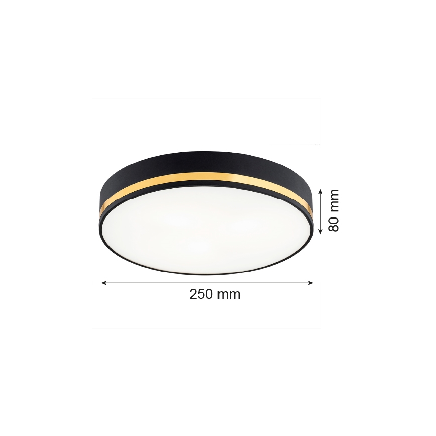 Argon 7040 - Plafon AMORE 2xE27/15W/230V średnica 25 cm czarny/złoty