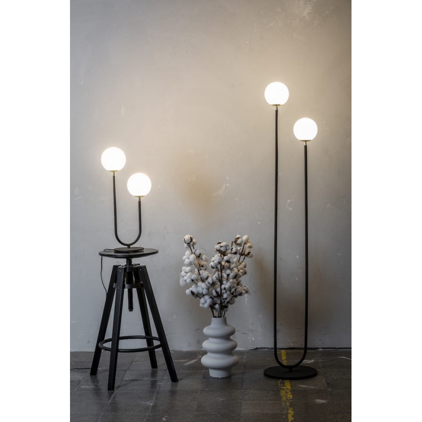 Argon 7072 - Lampa stołowa FERRONE 2xE14/7W/230V czarny/biały/złoty
