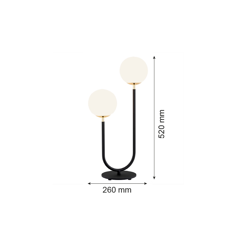 Argon 7072 - Lampa stołowa FERRONE 2xE14/7W/230V czarny/biały/złoty