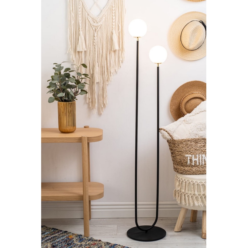 Argon 7073 - Lampa podłogowa FERRONE 2xE14/7W/230V czarny/biały/złoty