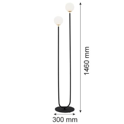 Argon 7073 - Lampa podłogowa FERRONE 2xE14/7W/230V czarny/biały/złoty