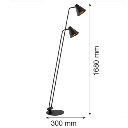 Argon 7077 - Lampa podłogowa AVALONE 2xE27/15W/230V czarny