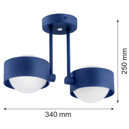 Argon 7090 - Żyrandol na drążku MASSIMO PLUS 2xG9/6W/230V niebieski