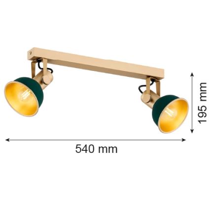 Argon 7143 - Oświetlenie punktowe LENORA 2xE14/7W/230V złoty/zielony