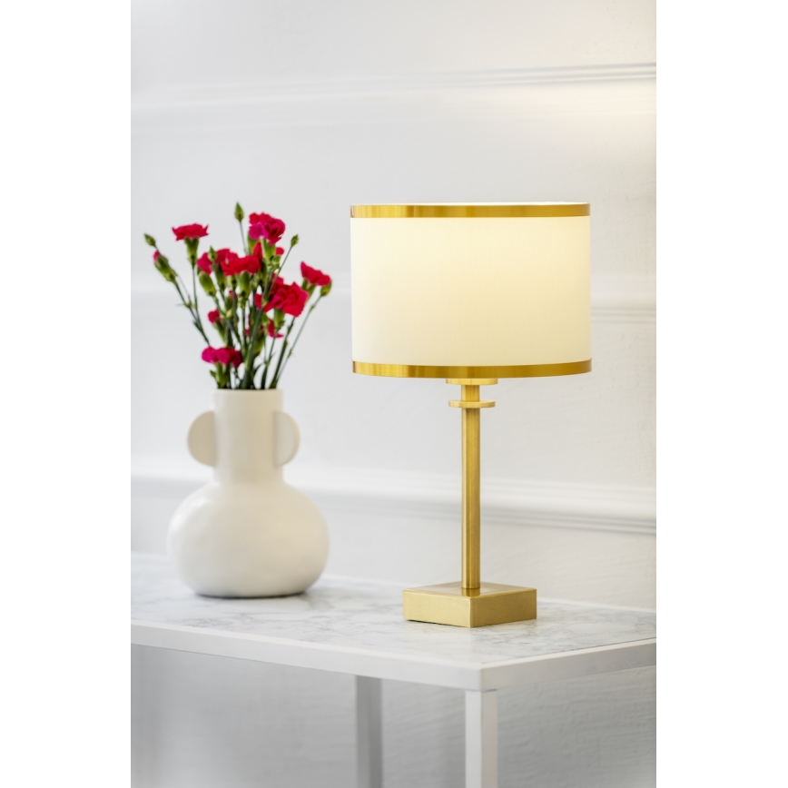 Argon 8047 - Lampa stołowa ABBANO 1xE27/15W/230V mosiądz/biały