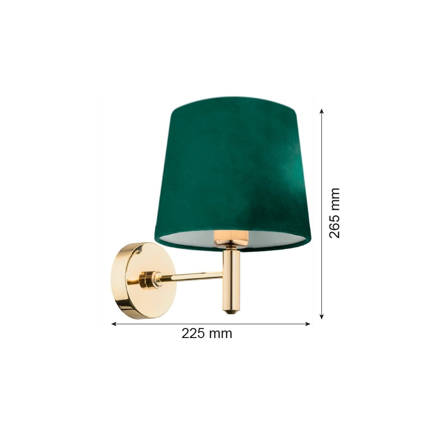 Argon 8105 - Lampa ścienna PONTE 1xE27/15W/230V zielona/mosiądz