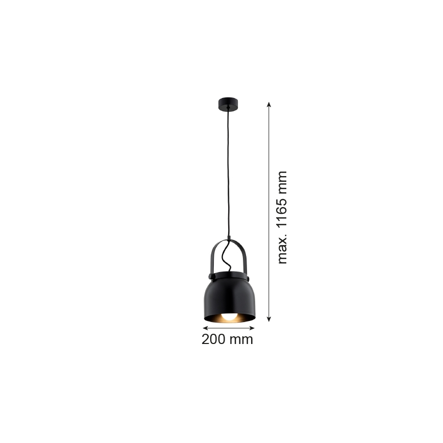 Argon 8281 - Żyrandol na lince LOGAN 1xE27/15W/230V śr. 20 cm czarne