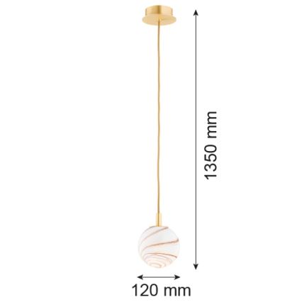 Argon 8450 - Żyrandol na lince ALMIROS 1xE14/7W/230V śr. 12 cm alabastrowy złoty