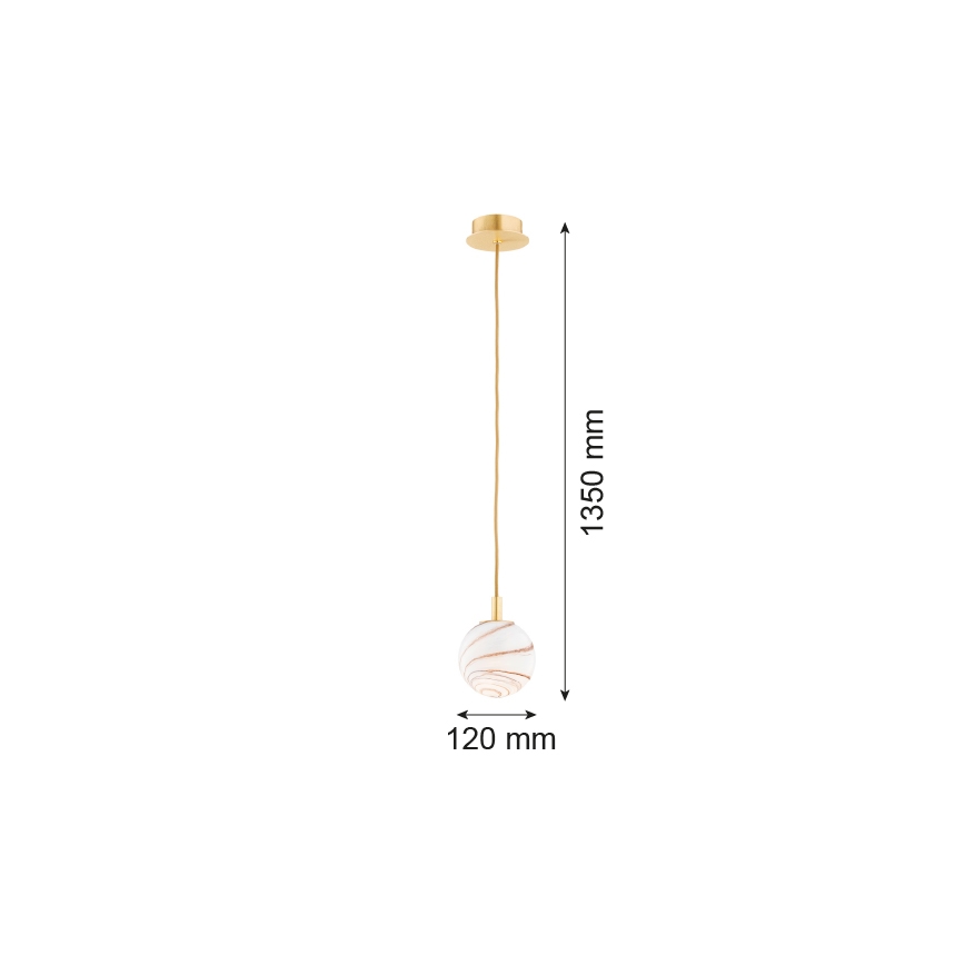 Argon 8450 - Żyrandol na lince ALMIROS 1xE14/7W/230V śr. 12 cm alabastrowy złoty
