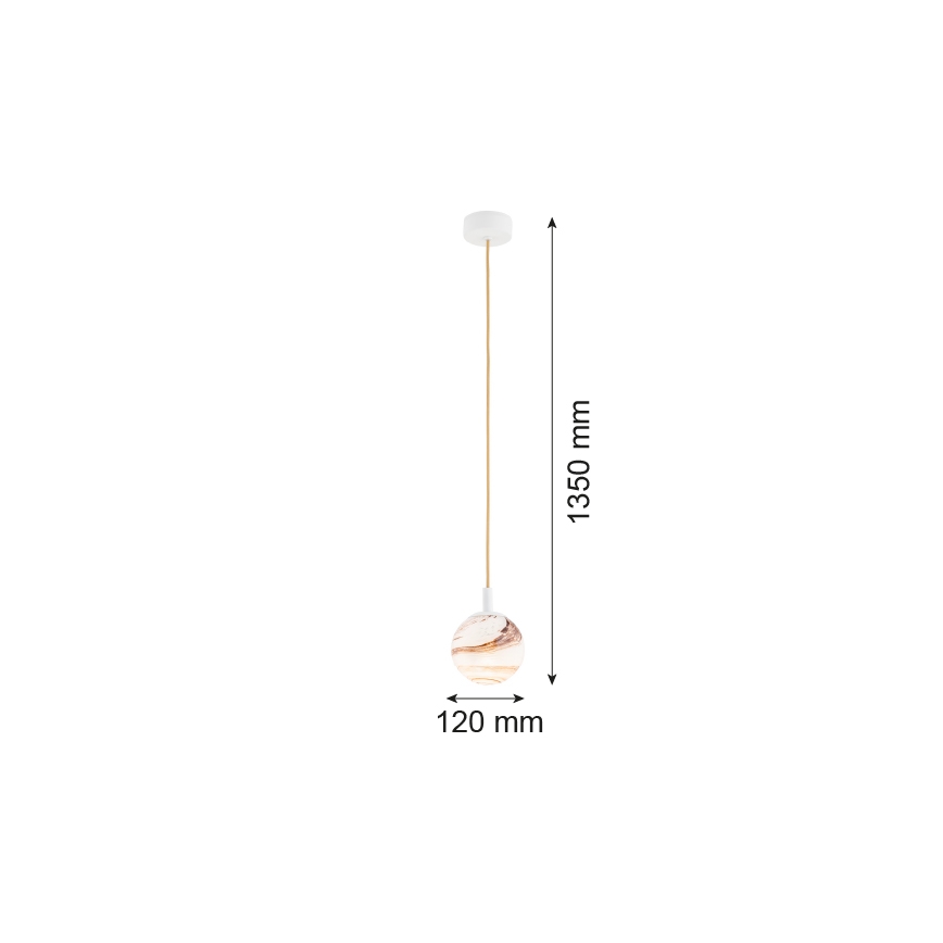 Argon 8451 - Żyrandol na lince ALMIROS 1xE14/7W/230V śr. 12 cm alabastrowy biały/złoty