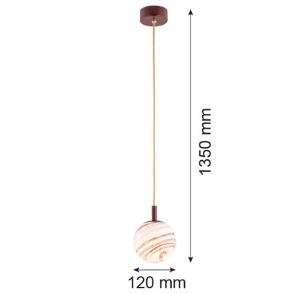 Argon 8452 - Żyrandol na lince ALMIROS 1xE14/7W/230V śr. 12 cm alabastrowe brązowe/złoty