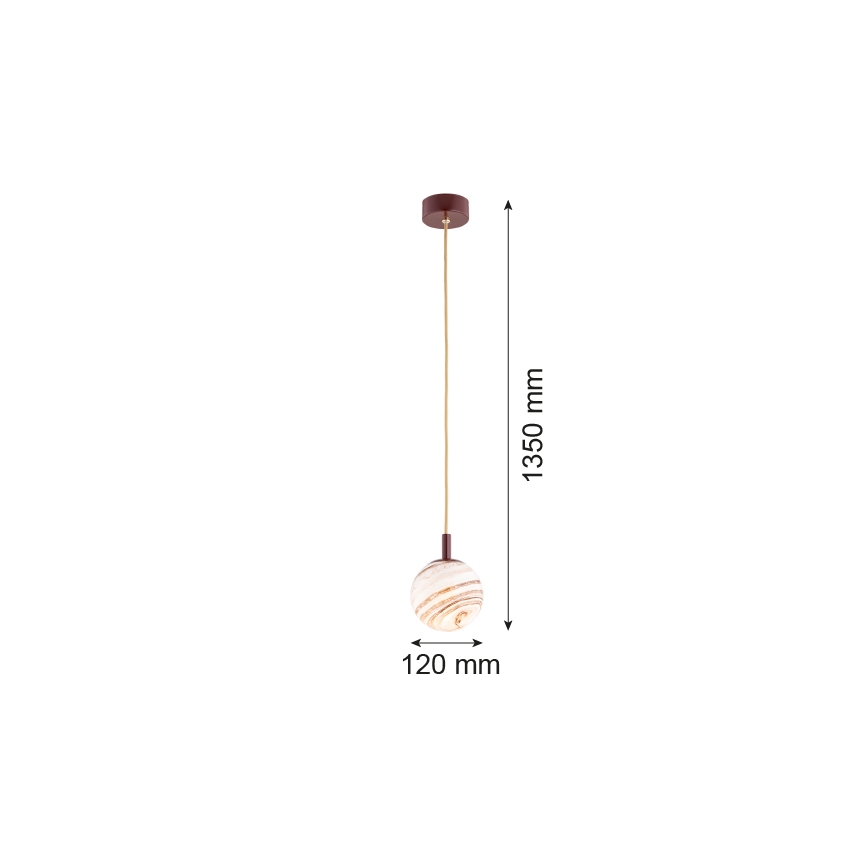 Argon 8452 - Żyrandol na lince ALMIROS 1xE14/7W/230V śr. 12 cm alabastrowe brązowe/złoty