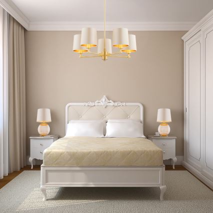 Argon 8535 - Lampa stołowa HAMILTON 1xE27/15W/230V 54 cm kremowa/beżowa