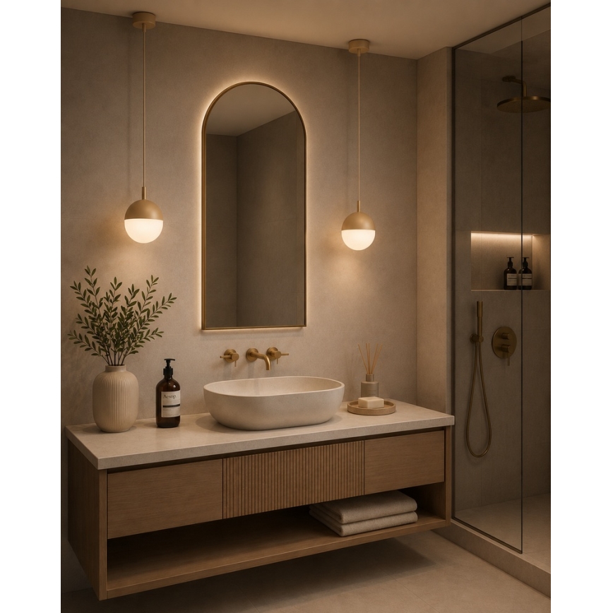 Argon 9001 - Zewnętrzna lampa wisząca na przewodzie LIV 1xE27/15W/230V IP44 beżowa