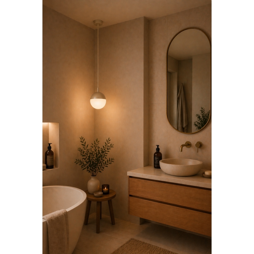 Argon 9001 - Zewnętrzna lampa wisząca na przewodzie LIV 1xE27/15W/230V IP44 beżowa