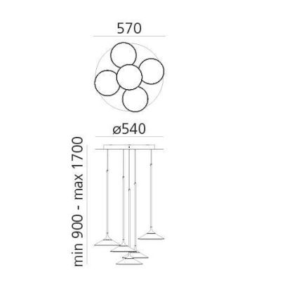 Artemide 0355030A - LED Ściemnialny żyrandol na lince ORSA CLUSTER LED/37W/230V 3000K