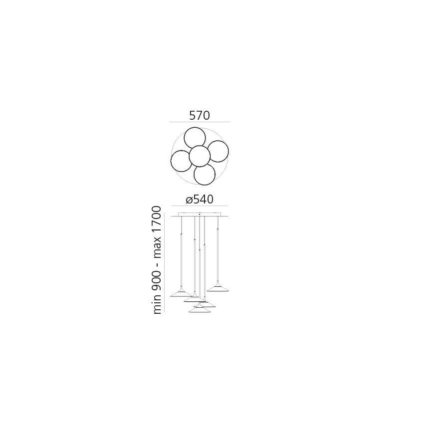 Artemide 0355030A - LED Ściemnialny żyrandol na lince ORSA CLUSTER LED/37W/230V 3000K
