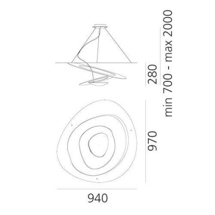 Artemide 1254110A - LED Żyrandol ściemnialny na lince PIRCE LED/44W/230V 3000K biały