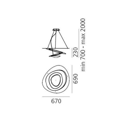 Artemide 1256110A - LED Żyrandol ściemnialny na lince PIRCE LED/44W/230V 3000K biały