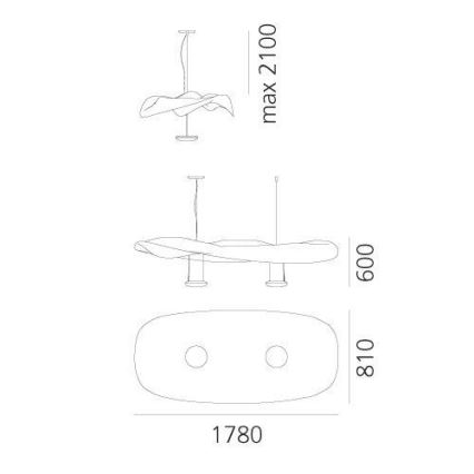 Artemide 1513010A - Żyrandol na lince COSMIC ANIOŁ 2xR7s/11W/230V chrom błyszczący