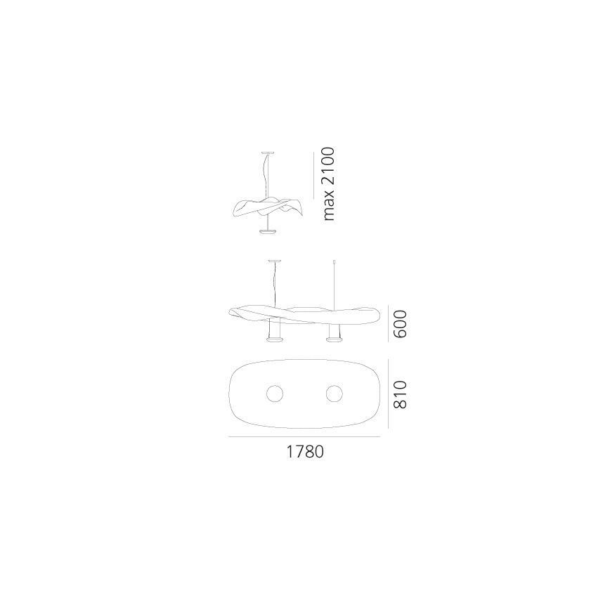 Artemide 1513010A - Żyrandol na lince COSMIC ANIOŁ 2xR7s/11W/230V chrom błyszczący
