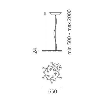 Artemide 1575050APP - LED Żyrandol ściemnialny na lince NET LED/43W/230V śr. 65 cm 3000K