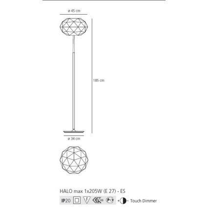 Artemide 1672110A - Stojací lampa SOFFIONE 45 TERRA halo - chrom 1xE27/205W/230V