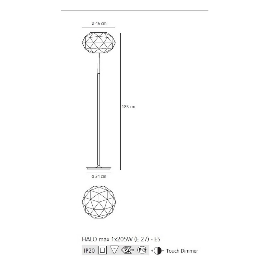 Artemide 1672110A - Stojací lampa SOFFIONE 45 TERRA halo - chrom 1xE27/205W/230V