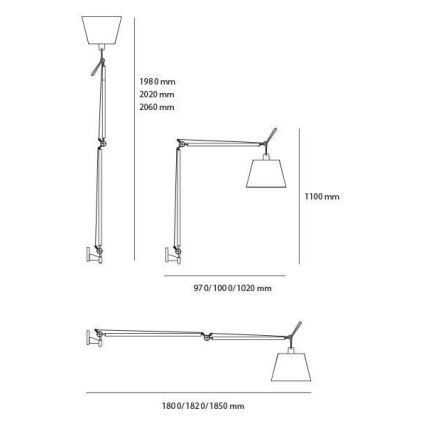 Artemide AT0066A+AT0066B+AT0066C - Lampa podłogowa TOLOMEO MEGA 1xE27/150W/230V