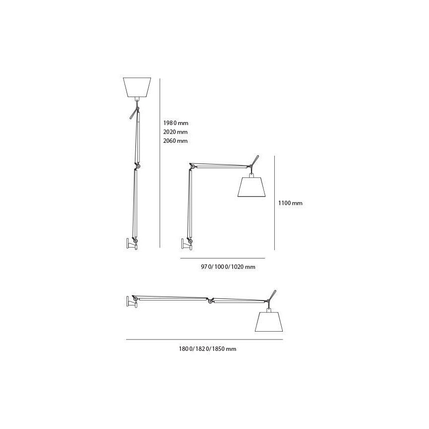 Artemide AT0066A+AT0066B+AT0066C - Lampa podłogowa TOLOMEO MEGA 1xE27/150W/230V