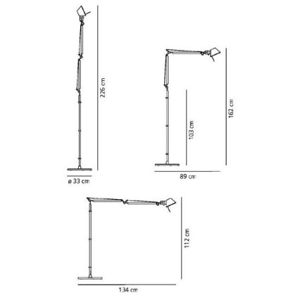 Artemide AT0069A+AT0069B - Lampa podłogowa TOLOMEO BASCULANTE 1xE27/100W/230V