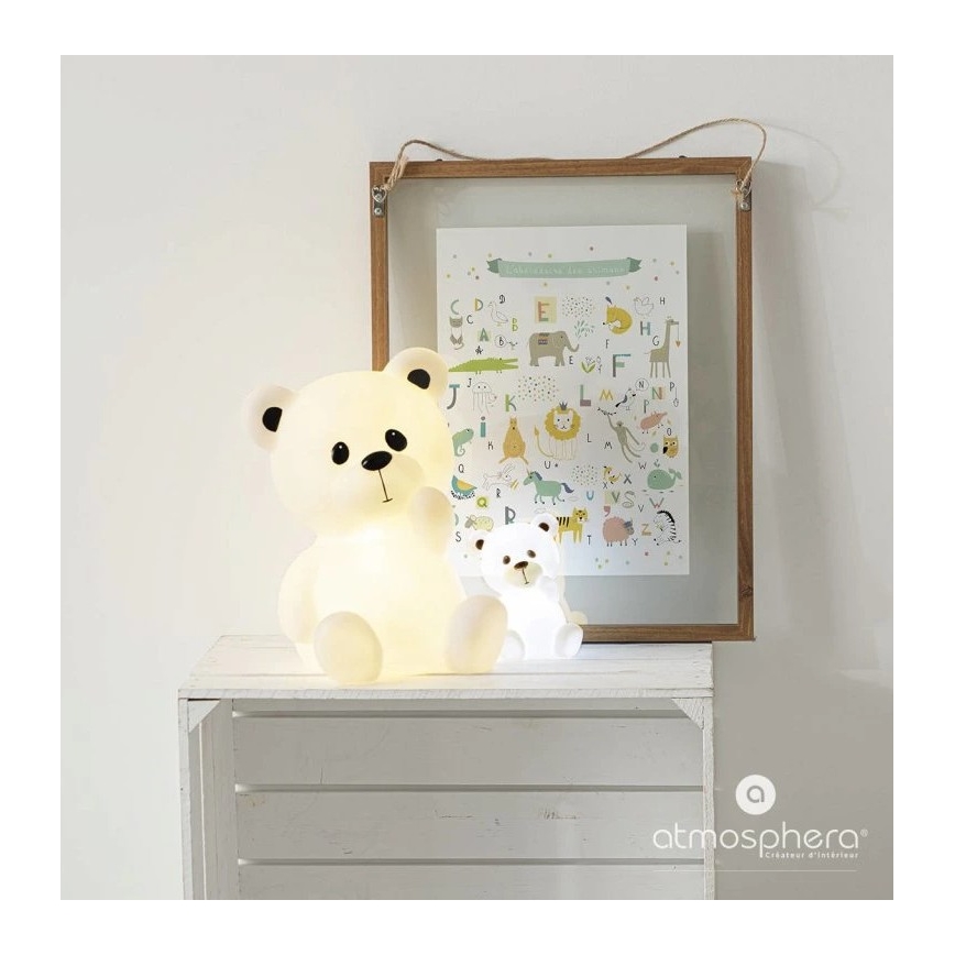 Atmosphera - Dziecięca lampka nocna LED TEDDY LED/3xAA, biała