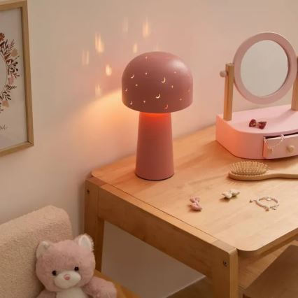 Atmosphera - Dziecięca lampka stołowa STARRY MUSHROOM 1xE14/25W/230V różowa