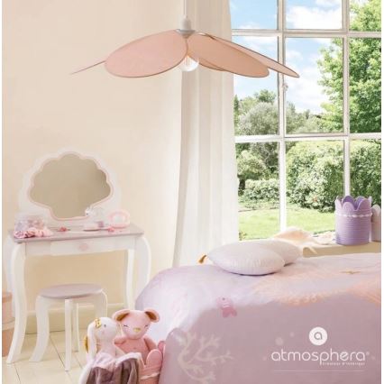 Atmosphera - Lampa dziecięca na przewodzie PETAL 1xE27/40W/230V śr. 64 cm różowa