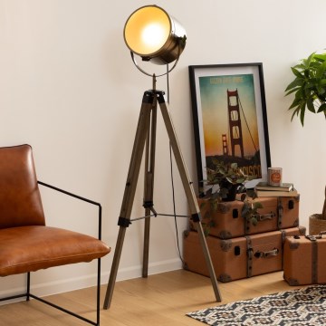 Atmosphera - Lampa podłogowa EBOR 1xE27/25W/230V sosna/mosiądz