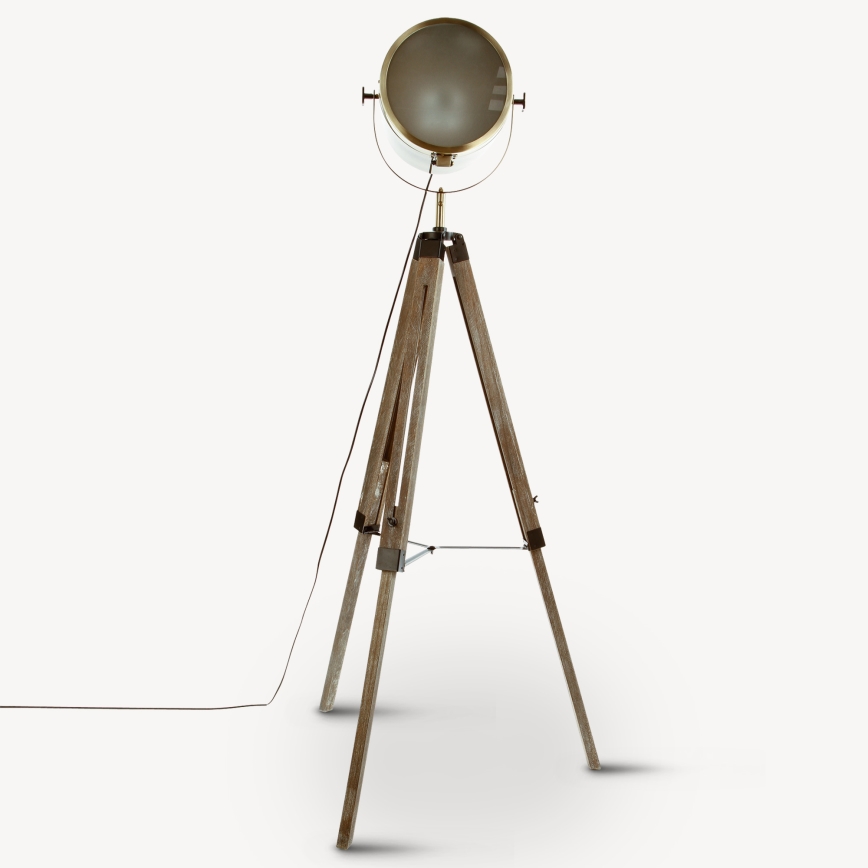 Atmosphera - Lampa podłogowa EBOR 1xE27/25W/230V sosna/mosiądz