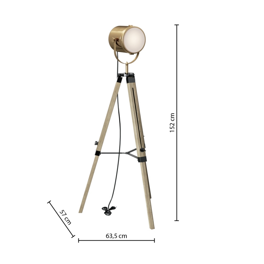 Atmosphera - Lampa podłogowa EBOR 1xE27/25W/230V sosna/mosiądz