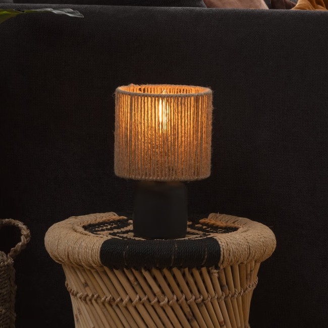 Atmosphera - Lampa stołowa KOBY 1xE14/40W/230V konopie/czarna