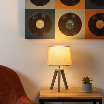 Atmosphera - Lampa stołowa MINI 1xE14/25W/230V sosna/beżowa