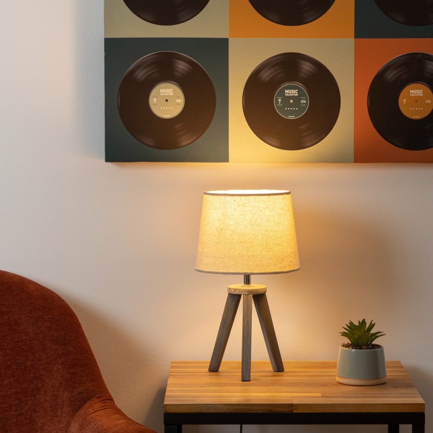 Atmosphera - Lampa stołowa MINI 1xE14/25W/230V sosna/beżowa