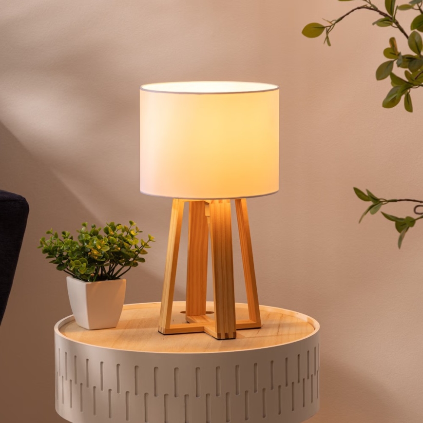 Atmosphera - Lampa stołowa MOLU 1xE27/25W/230V sosna/biała