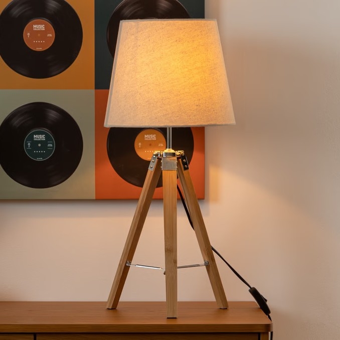Atmosphera - Lampa stołowa RUNO 1xE27/25W/230V bambus/kremowa